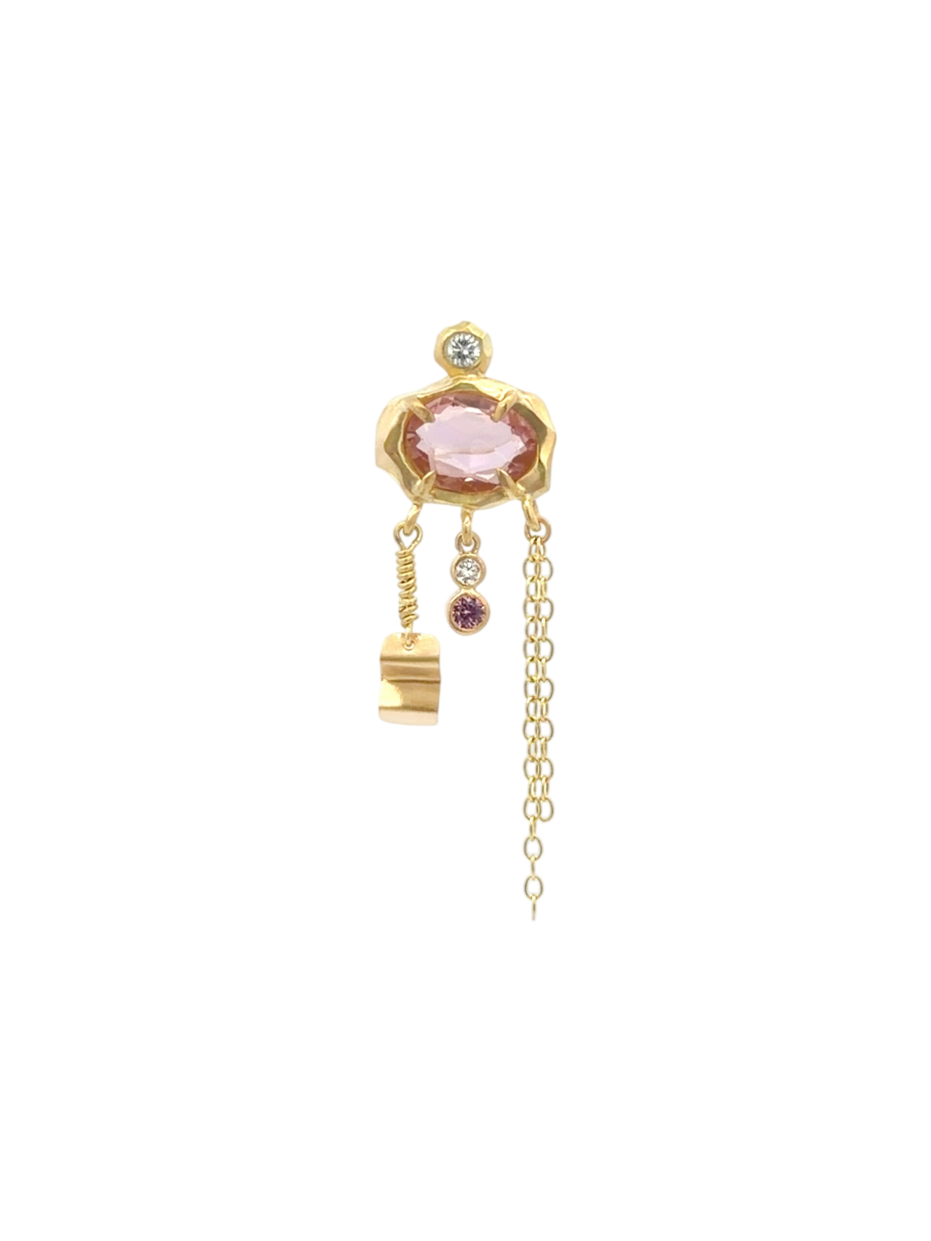 Seoul earring with pink tourmaline and pink sapphire